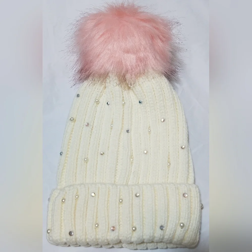 Justice Pearly Rhinestone Pom-Pom Scully Hat
